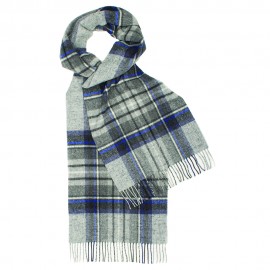 Grijze Schots geruite sjaal met blauw en wit