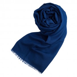 Donkerblauwe pashmina-omslagdoek in kasjmier en zijde