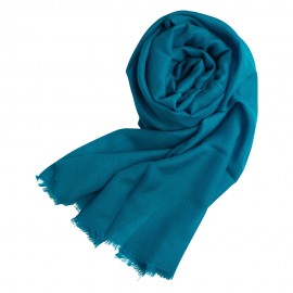 Petroleumblauwe pashmina-omslagdoek in kasjmier en zijde