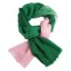 Tweekleurige pashmina-sjaal in donkergroen/roze