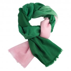 Tweekleurige pashmina-sjaal in donkergroen/roze