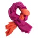 Tweekleurige pashmina-sjaal in fuchsia en koraalrood
