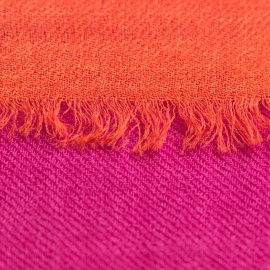 Tweekleurige pashmina-sjaal in fuchsia en koraalrood