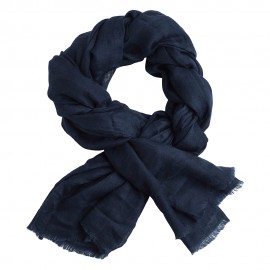 Marineblauwe jacquard geweven pashmina-omslagdoek