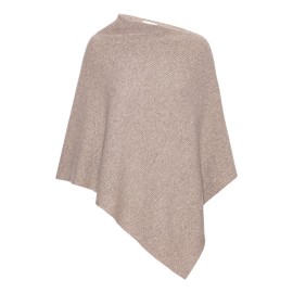 Beige poncho in gebreid kasjmier