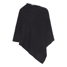 Zwarte poncho in gebreid kasjmier