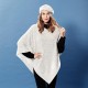 Witte gebreide poncho in kasjmier met vlamdraden