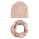 Beige gevlamde muts en nekwarmer