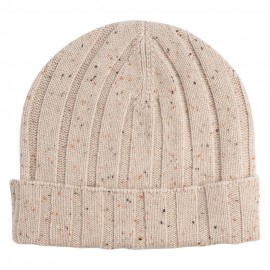 Beige gevlamde muts en nekwarmer