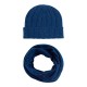 Blauwe gevlamde muts en nekwarmer