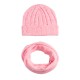 Roze gevlamde muts en nekwarmer