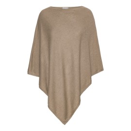 Taupe poncho van lichte zijde/kasjmier-mix