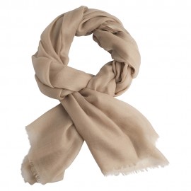 Zandkleurige pashmina-omslagdoek in dubbeldraads keper