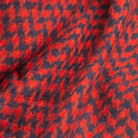 Kasjmier-omslagdoek in rood en marineblauw pied-de-poule