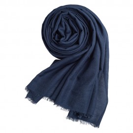 Marineblauwe pashmina-omslagdoek in kasjmier en zijde