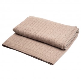 Beige kabelgebreide kasjmier-deken