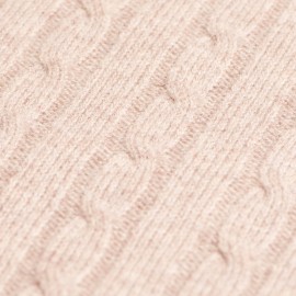 Beige kabelgebreide kasjmier-deken