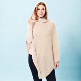 Beige poncho met capuchon