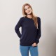 Marineblauwe zijde/kasjmier-trui met streep – afbeelding 2