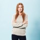 Lichtgrijze blouse in zijde/kasjmier V-hals