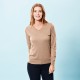 Taupegrijze blouse in zijde/kasjmier V-hals
