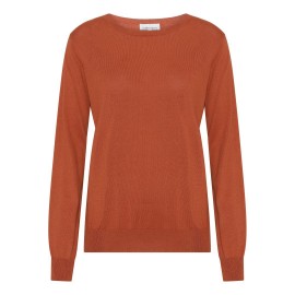 Oranje blouse in zijde/kasjmier ronde hals
