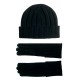 Zwarte kasjmier-beanie en handschoenen