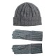Grijze kasjmier-beanie en handschoenen