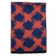 Sjaal in geborsteld zijde met oranje/blauw patroon