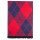 Sjaal in geborsteld zijde met rood/blauw harlekijnmotief