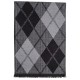 Sjaal in geborsteld zijde met grijs/zwart harlekijnmotief