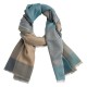 Kasjmier-sjaal in blauw, karamel, beige en grijs – afbeelding 2