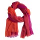Grootgeruite omslagdoek in fuchsia en koraalrood