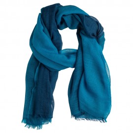Grootgeruite omslagdoek in petroleumblauw en marineblauw