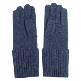 Blauw gemêleerde gebreide kasjmier-handschoenen