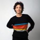Zwarte zijde/kasjmier-blouse met strepen