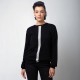 Zwarte zijde/kasjmier-blouse met witte streep aan de voorkant