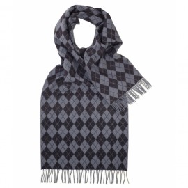 Sjaal met blauw/grijs harlekijnmotief