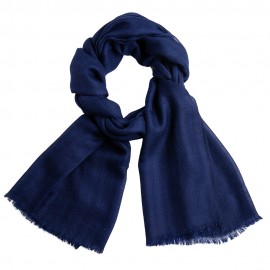 Gestreepte kasjmier-sjaal in indigo en marineblauw
