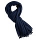 Indigo ribgebreide sjaal in merino en kasjmier