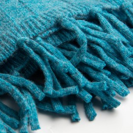 Turkooizen ribgebreide sjaal in merino en kasjmier
