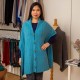 Sjaal met knopen in turkoois merino/kasjmier