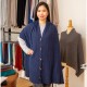 Sjaal met knopen in indigo merino/kasjmier