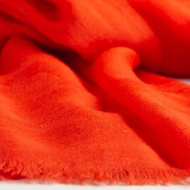 Koraalrode jacquard geweven kasjmier-omslagdoek
