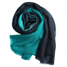 Dip-dye omslagdoek in marineblauw/turkoois