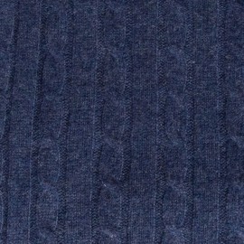 Indigo kabelgebreide deken in merino en kasjmier