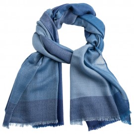 Geruite kasjmier-sjaal in blauwe tinten