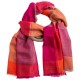 Geruite kasjmier-sjaal in rood/oranje/fuchsia