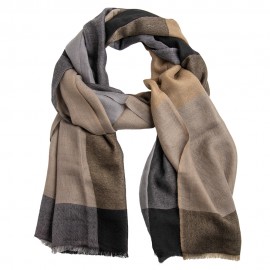 Geruite kasjmier-sjaal in grijs/zwart/beige