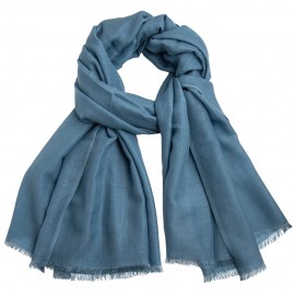 Duifblauwe pashmina-omslagdoek in kasjmier en zijde